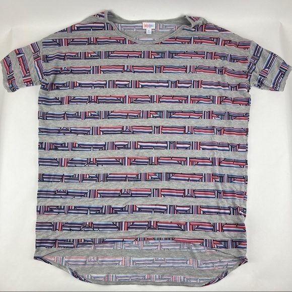 Lularoe Tshirt Womens XL Gray Striped Short Sleeve - Picture 1 of 8